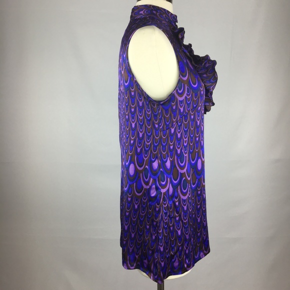 Nanette Lepore Purple Silk Print Sleeveless Top 4 - Picture 5 of 7